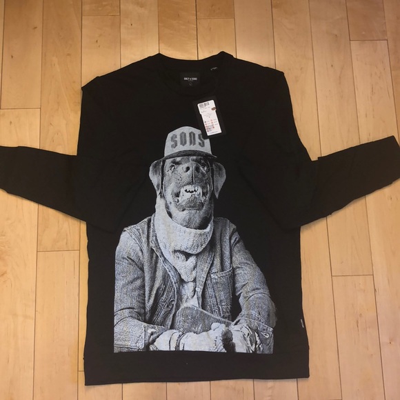 Only & Sons S Black Sweater Animal Print - Picture 1 of 7